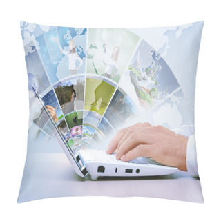 Personality  Multimedia Concept With Modern Laptop Pillow Covers