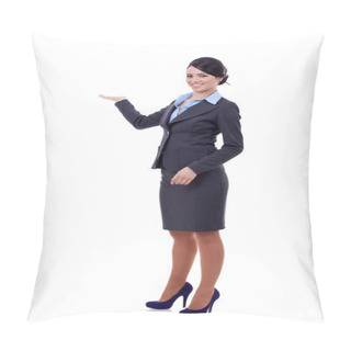 Personality  Smiling Business Woman Presenting Pillow Covers