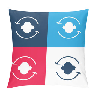 Personality  Arrows Couple Around A Head Silhouette Blue And Red Four Color Minimal Icon Set Pillow Covers