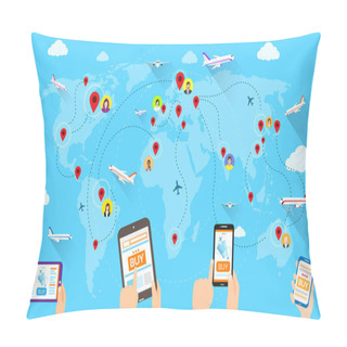 Personality  Flight And  World Map Pillow Covers
