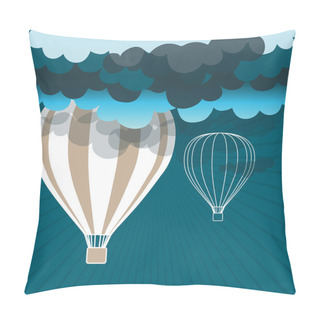 Personality  Retro Hot Air Balloon Sky Background Pillow Covers