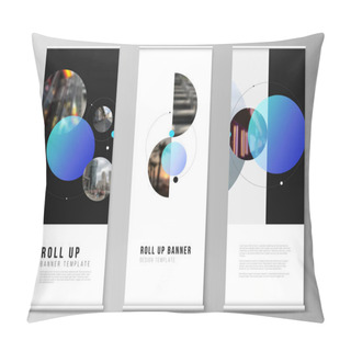 Personality  The Vector Layout Of Roll Up Banner Stands, Vertical Flyers, Flags Design Business Templates. Simple Design Futuristic Concept. Creative Background With Circles That Form Planets And Stars. Pillow Covers
