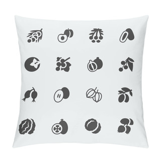 Personality  Vector Fruits And Berries Mini Icons Set 3 Pillow Covers