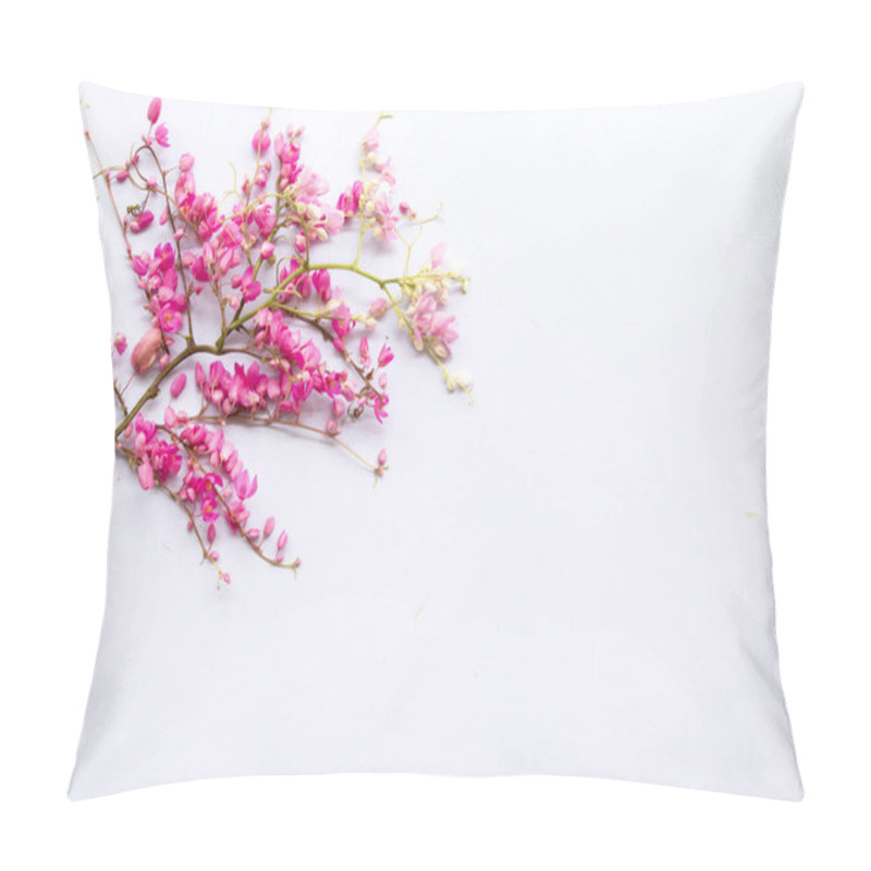 Personality  Pwgchmpo Pink Flora Local Of Asia Thailand Arrangement On Background White Pillow Covers