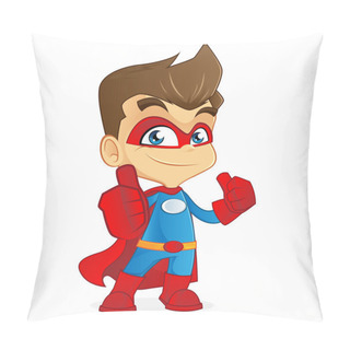 Personality  Superhero Giving Thumbs Up And Smiling Pillow Covers