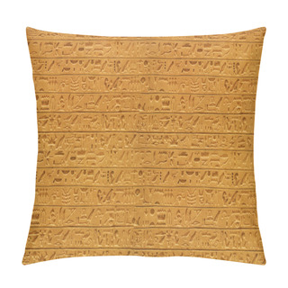 Personality  Closeup Of Old Egyptian Hieroglyphs Carved On Stone  Pillow Covers