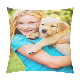 Personality  Girl With Puppy Pillow Covers