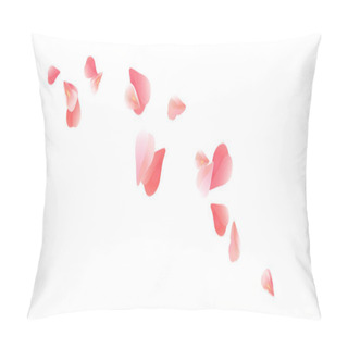 Personality  Pink Red Flying Petals Isolated On White. Sakura Roses Petals. Vector Pillow Covers