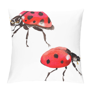 Personality  Exotic Ladybug Wild Insect In A Watercolor Style Isolated. Pillow Covers