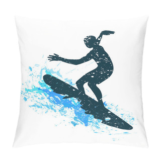 Personality  Silhouette Of A Surfer Pillow Covers