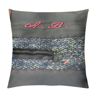 Personality  Embroidered Red Initials On A Tailored Garment Pillow Covers