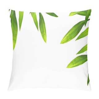 Personality  Beautiful Bamboo Leaves Border On White Pillow Covers