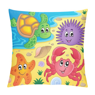 Personality  Beach With Shells And Sea Animals 3 Pillow Covers