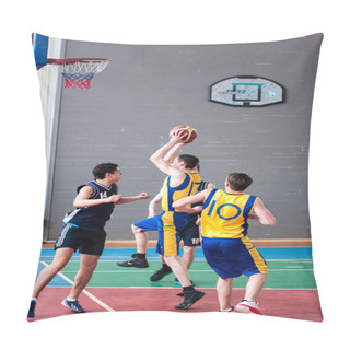 Personality  Orenburg, Russia - 15 May 2015: Boys Play Basketball Pillow Covers