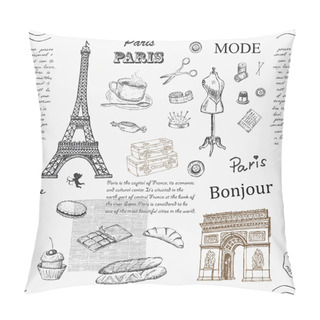 Personality  Paris. Vintage Seamless Pattern With Eiffel Tower, Triumphal Arch Pillow Covers