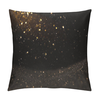 Personality  Glitter Vintage Lights Background. Black And Gold. De-focused Pillow Covers