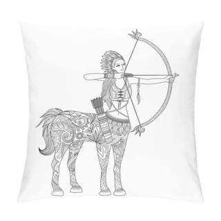 Personality  Doodle Design Of Centaur Girl For Adult Coloring Book Pages - Stock Vector Pillow Covers
