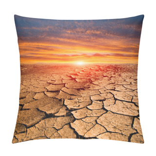 Personality  Sunset Over Cracked Earth Surface In Desert Pillow Covers