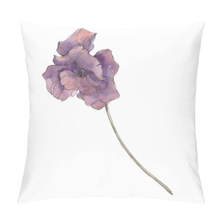 Personality  Purple Poppy Floral Botanical Flower. Wild Spring Leaf Isolated. Watercolor Background Illustration Set. Watercolour Drawing Fashion Aquarelle Isolated. Isolated Poppies Illustration Element. Pillow Covers