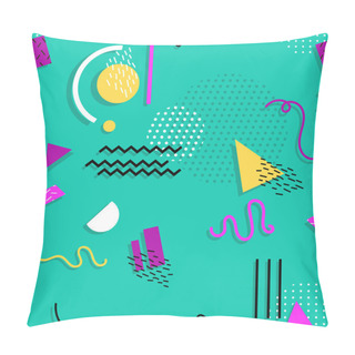 Personality  Memphis Seamless Pattern Of Geometric Shapes For Tissue And Postcards. Pillow Covers