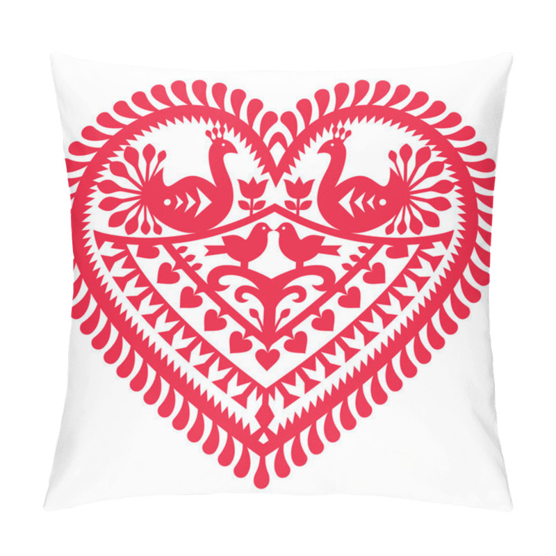 Personality  Polish folk art pattern for Valentine's Day - Wycinanki Kurpiowskie (Kurpie Papercuts)  pillow covers