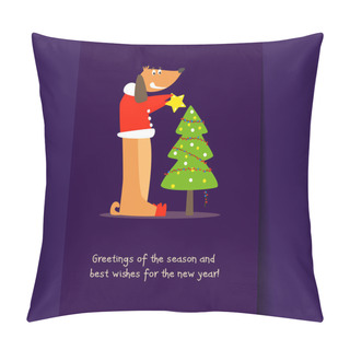 Personality  Funny Dog And Christmas Tree. Pillow Covers