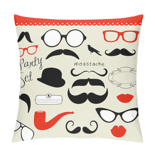 Personality  Retro Party Set - Sunglasses, Lips, Mustaches Pillow Covers