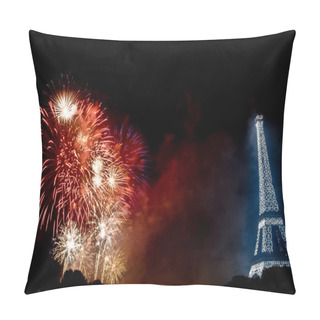 Personality  BASTILLE DAY 2013 In Paris, France On July 14th, 2013. Fireworks And The Eiffel Tower On The French National Day In Paris, France On July 14th, 2013 Pillow Covers