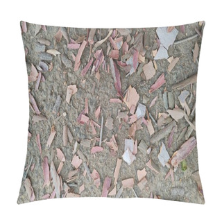 Personality  Closeup Of Beautiful Dry And Broken Nilgiri Eucalyptus Tree Bark Or Stem And Leaves Texture Background Pillow Covers