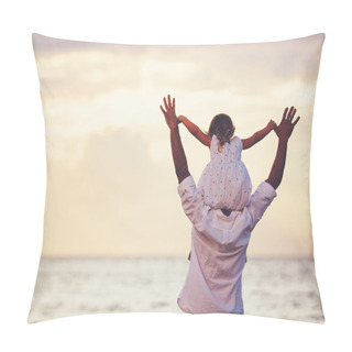 Personality  Father And Daughter Playing Together Pillow Covers