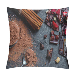Personality  Pieces Of Chocolate With Nuts And Berries With Cinnamon Pillow Covers