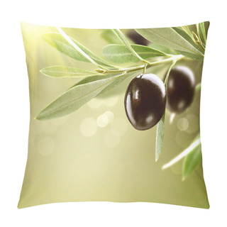 Personality  Growing Olives. Black Ripe Olive On A Tree Pillow Covers