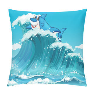 Personality  A Shark Above The Big Waves Pillow Covers