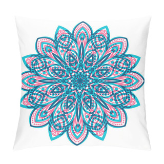 Personality  Flower Mandala. Vintage Decorative Element. Ornamental Round Doodle Flower Isolated On White Background. Geometric Circle Element. Vector Illustration.  Pillow Covers