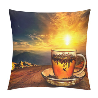 Personality  Cup Of Tea At Sunset  Pillow Covers