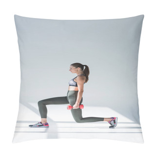 Personality  Athletic Girl With Dumbbell Pillow Covers