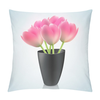 Personality  Pink Tulips In Vase Illustration Pillow Covers
