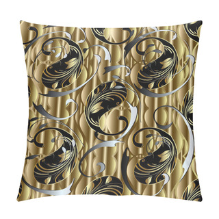 Personality  Floral Ornate 3d Paisley Seamless Pattern. Vector Gold Patterned Pillow Covers