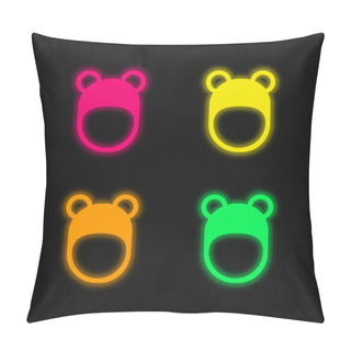 Personality  Bear Hat Four Color Glowing Neon Vector Icon Pillow Covers