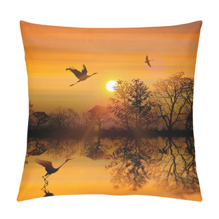 Personality  3D Illustration. Beautiful Landscape During Sunset. Pillow Covers