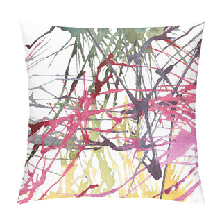 Personality  Bright Beautiful Artistic Abstract Magenta Navy Green Yellow Navy Blots And Streaks Pattern Watercolor Hand Sketch Pillow Covers