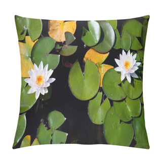 Personality  Two Water Lilies - Top View Pillow Covers