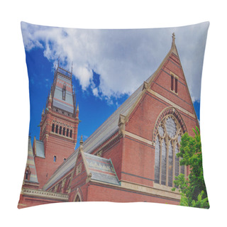 Personality  Exterior View Of The Sanders Theatre Under Blue Sky And Clouds In Cambridge, MA, USA Pillow Covers
