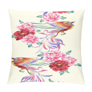 Personality  Pattern Of The Beautiful Japanese Style Flower And Phoenix,I Designed A Flower And Phoenix In Japanese StyleIt Is Used For A Kimono, Pillow Covers