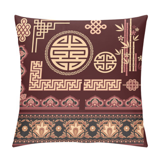 Personality  Set Of Oriental Pattern Elements Pillow Covers