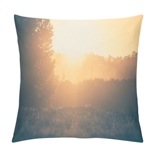 Personality  Trees In Sunset With Fog Pillow Covers