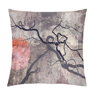 Personality  Surrealistic Trees With Red Sun Pillow Covers