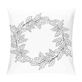 Personality  Christmas Floral Wreath. Modern Line Art Design For Holidays Invitation Card, Poster, Banner, Greeting Card, Postcard, Packaging, Print. Vector Art Illustration. Pillow Covers