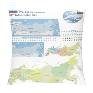 Personality  Russia Maps With Markers Pillow Covers