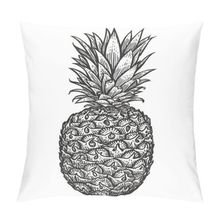 Personality  Pineapple With Leaves. Tropical Summer Fruit Engraved Style Illustration Pillow Covers